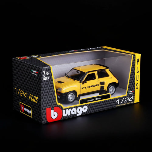 Bburago 1/24 Scale Renault 5 Turbo Yellow with Black Accents Diecast Model Car