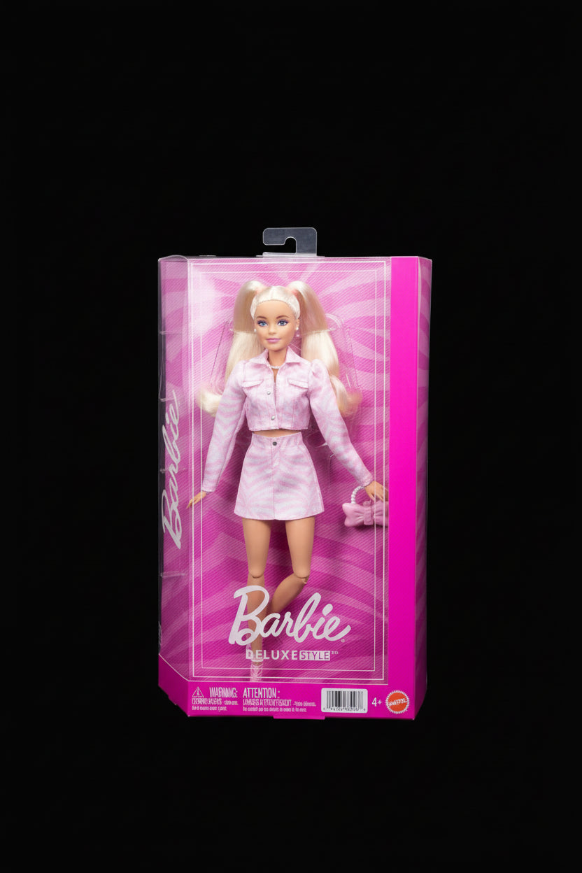 Barbie Deluxe Style Doll #9 with Blonde Hair in Pink Denim Outfit