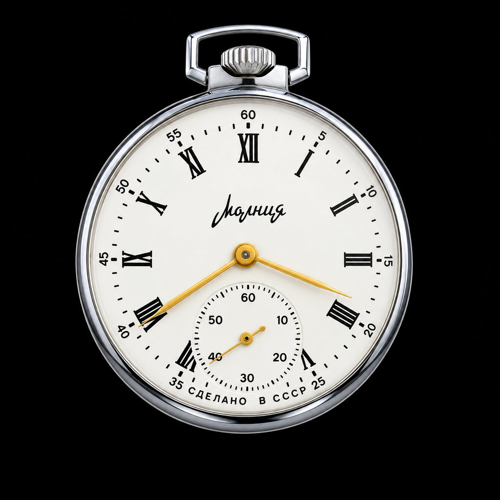 vintage Soviet-era Molnija (Молния) mechanical pocket watch from 50s