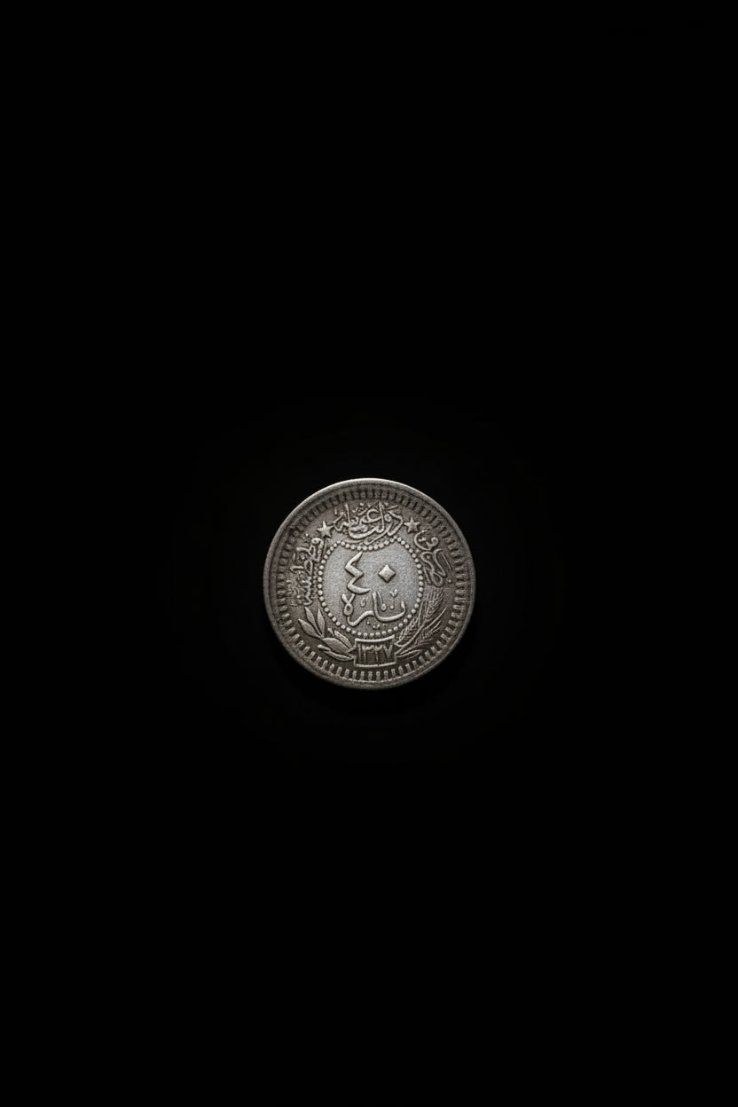 40 Para coin from the Ottoman Empire dated AH 1327 (1909–1918} WW1