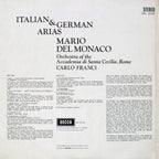 vinyl LP album Italian & German Arias by Italian tenor Mario del Monaco,