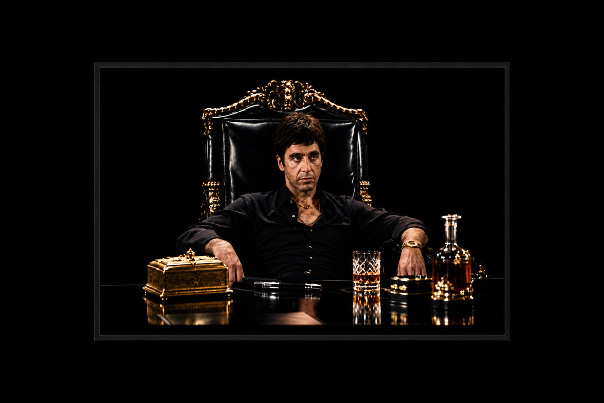 Framed canvas print of Al Pacino as Tony Montana 50cm x 70 cm