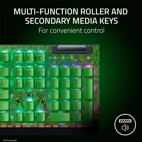 Razer   BlackWidow   V4   X   Minecraft   Edition   Mechanical   Gaming   Keyboard   –   Full-Size   RGB   Wired   with   Clicky   Green   Switches