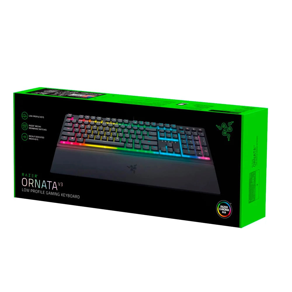 Razer   -   Ornata   V3   Full-Size   Wired   Mecha-Membrane   Gaming   Keyboard   with   Chroma   RGB   Backlighting   -   Black