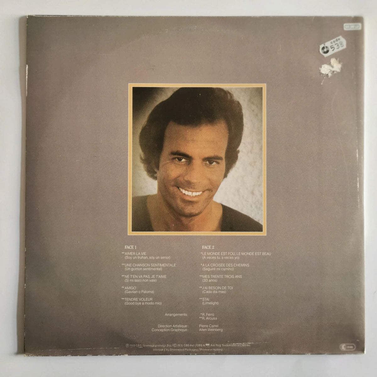 Julio Iglesias - Aimer La Vie - Tendre Voleur - Vinyl LP, Album - 1978- VG+/EX