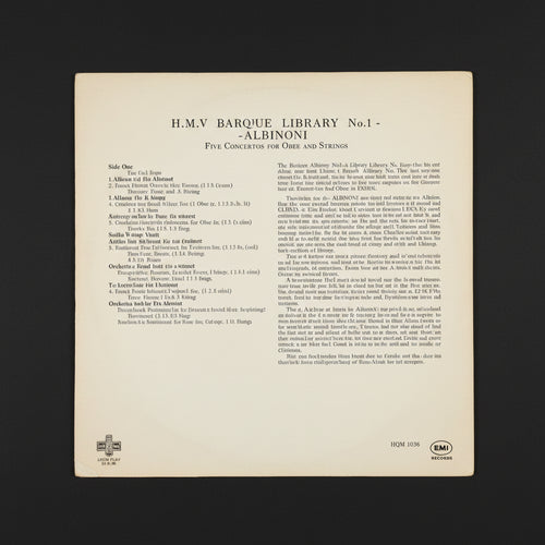 Albinoni: Five Concertos for Oboe & Strings 12" Music LP record, 1965 HMV