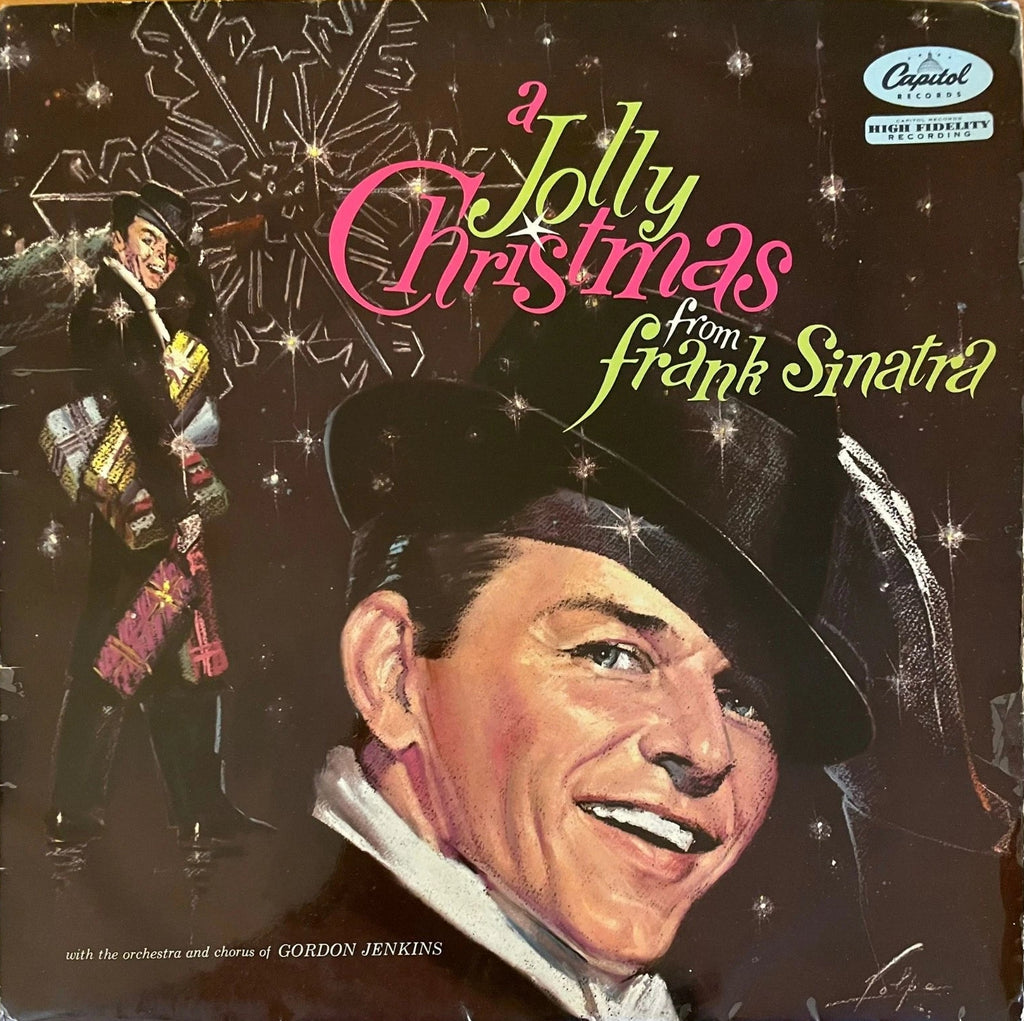 classic 1957 vinyl LP album cover for A Jolly Christmas from Frank Sinatra