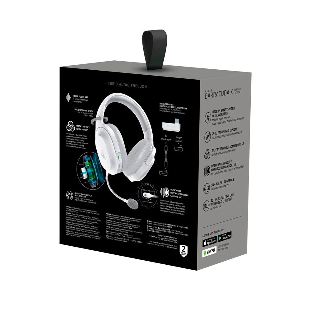 Razer   -   Barracuda   X   2022   Edition   Wireless   Stereo   Gaming   Headset   for   PC,   PS5,   PS4,   Switch,   and   Mobile   -   Mercury   White