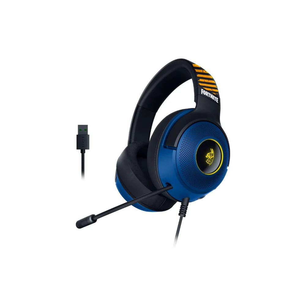 Razer   Kraken   V3   X   Wired   USB   Gaming   Headset:   285g   Lightweight   Build   -   Triforce   40mm   Drivers   -   HyperClear   Cardioid   Mic   -   7.1   Surround   Sound   -   Chroma   RGB   Lighting   -   Fortnite   Edition